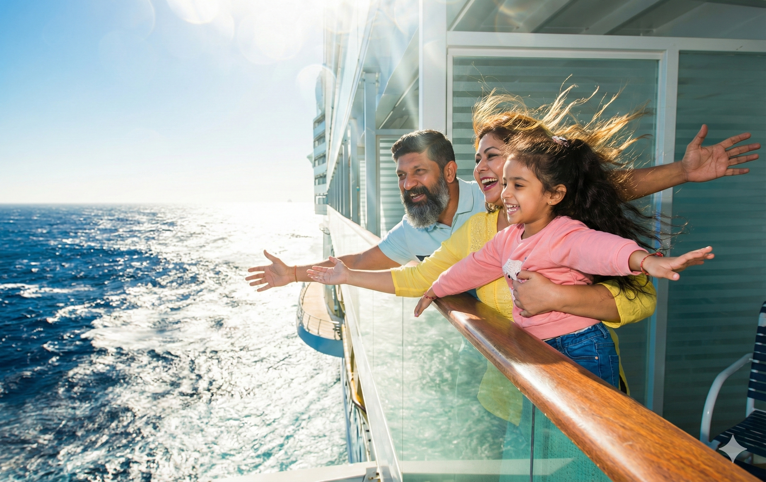 Indian family enjoying a luxury cruise